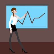 business girl in the presentation with projector