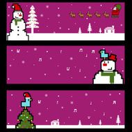 Cute Vector Pixel Art Of Merry Christmas