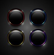 Vector black glowing buttons