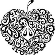 beautiful black and white apple decorated with floral pattern N2