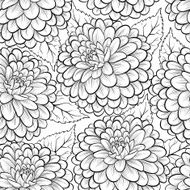 Beautiful monochrome black and white seamless background with flowers dahlia N4