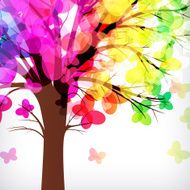 abstract background tree with branches made of colorful butterflies