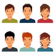 Set of cute young boys with various hair style