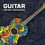 Abstract retro music guitar on the background of ornament N6