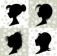 female silhouettes with different hairstyles