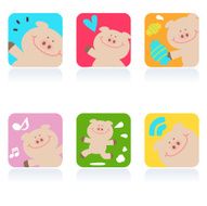 Icon Set( Emoticons ) - Cute Pig N2