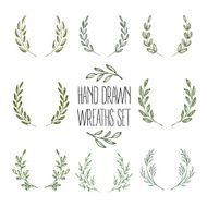 Set of hands drawn decorative wreaths Vector illustration N2