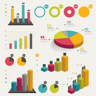 Set of business flat 3D design graph Infographics charts