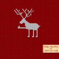 Christmas and New Year knitted pattern card N3