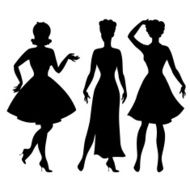 Silhouettes of beautiful pin up girls 1950s style N6