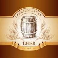 beer keg for label package vintage barrel wheat ear