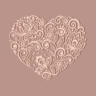 silhouette of the heart symbol decorated with floral pattern