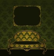 Vector illustration sofa in vintage interior N2