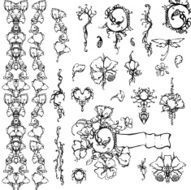 Floral ornament black and white
