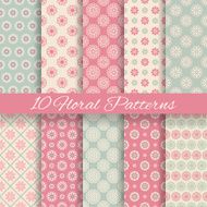 Floral different vector seamless patterns (tiling)