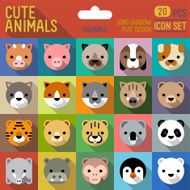 Cute animals square icon set Vector trendy illustrations
