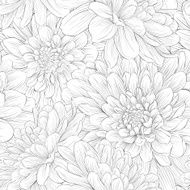 Beautiful monochrome black and white seamless background with flowers N22