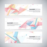 Vector banners set with polygonal abstract shapes circles lines triangles N6