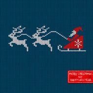 Christmas and New Year knitted pattern card N4