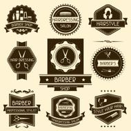 Set of barber shop badges in retro style