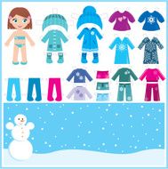 Paper doll with a set of winter clothes N2