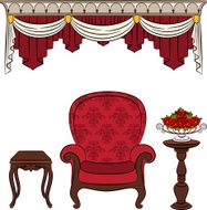 Vector furniture for vintage interior N2