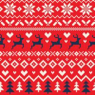 Handmade Seamless Christmas Pattern with Reindeer Hearts Trees and Snowflakes N2