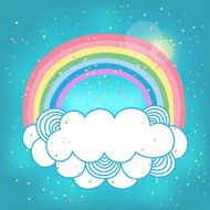 Card with rainbow and cloud