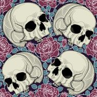 seamless with flowers and skulls