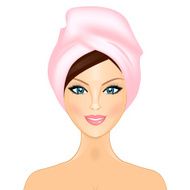 Girl with pink towel