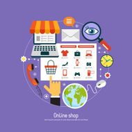 Ð¡oncept e-commerce with set online shop icons