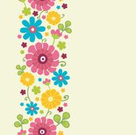 Bright flowers kimono oriental vertical seamless pattern
