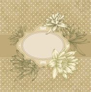 Vintage frame with blooming water lilies hand-drawing
