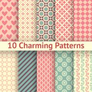 Romantic different vector seamless patterns (tiling) N2