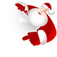 Santa Claus holding blank sign showing something by index finger N2
