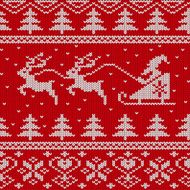 Christmas and New Year knitted seamless pattern or card N2