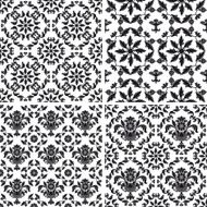 Seamless wallpaper pattern floral black and white