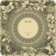 Vintage frame with blooming flowers