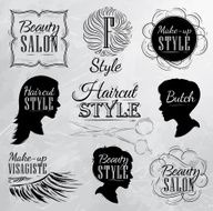 Set Beauty salon icons coal