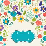 Romantic background of various flowers in retro style N11