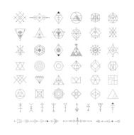 Set of vector trendy geometric icons Alchemy symbols collection N7