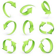 Set of green arrows