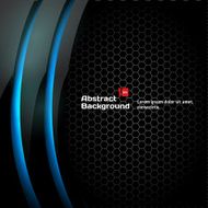 Black honeycomb background with blue curves
