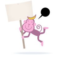 monkey holding a blank sign for your message N2