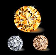 Gold Silver Copper round gems