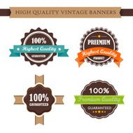 Vintage labels and ribbon retro style set N3