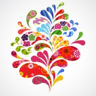 Splash of floral and ornamental drops background