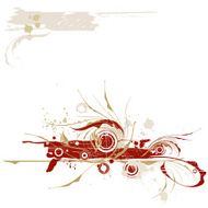 Red calligraphy flowers ornament on beige grunge background N4