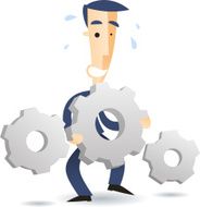 Businessman with gears