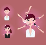Woman makeup stages